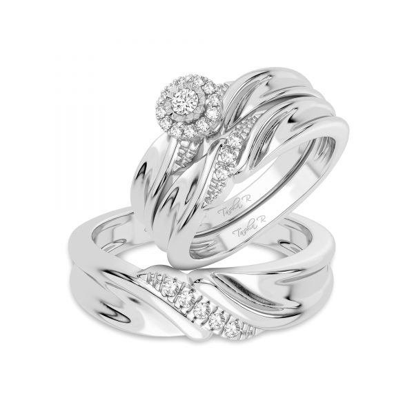 14K 0.16CT Diamond TRIO SET