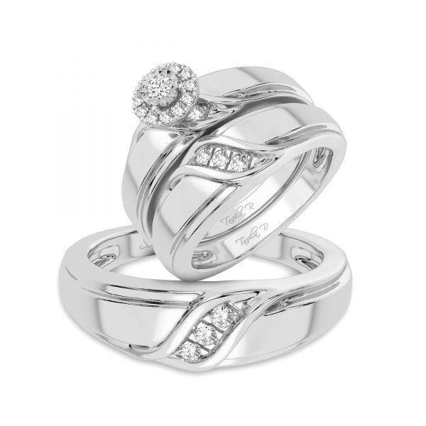 14K 0.20CT Diamond TRIO SET