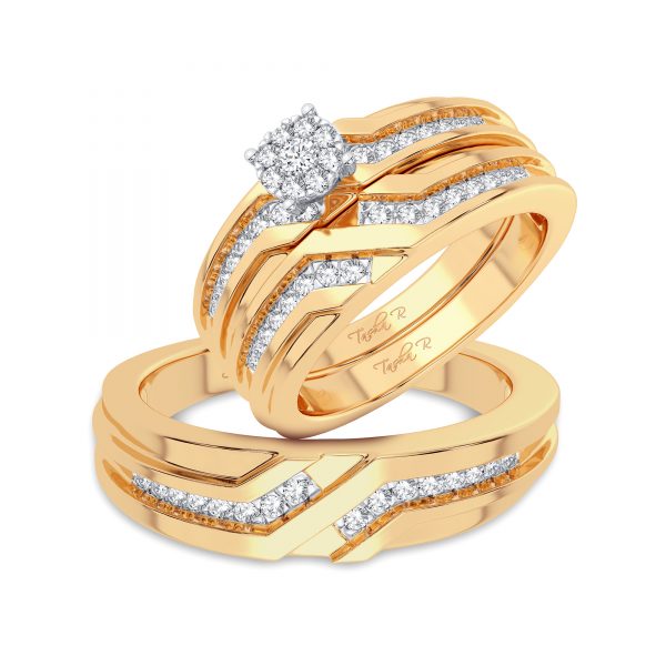 14K 0.35CT Diamond TRIO SET