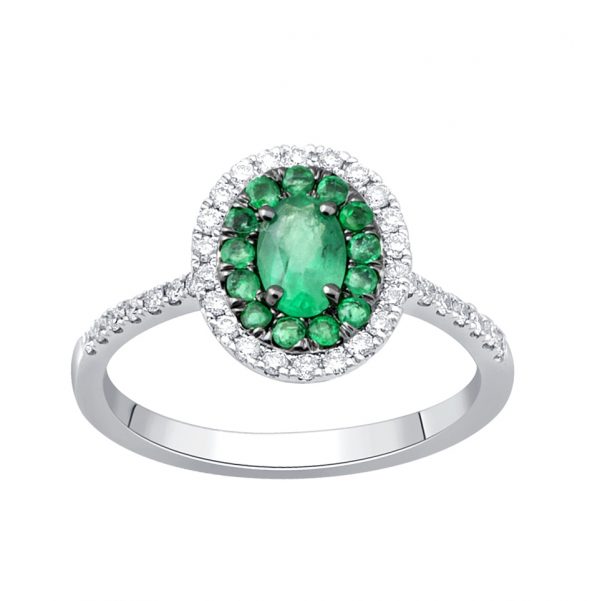 14K 0.28 CT Diamond & EMERALD RING