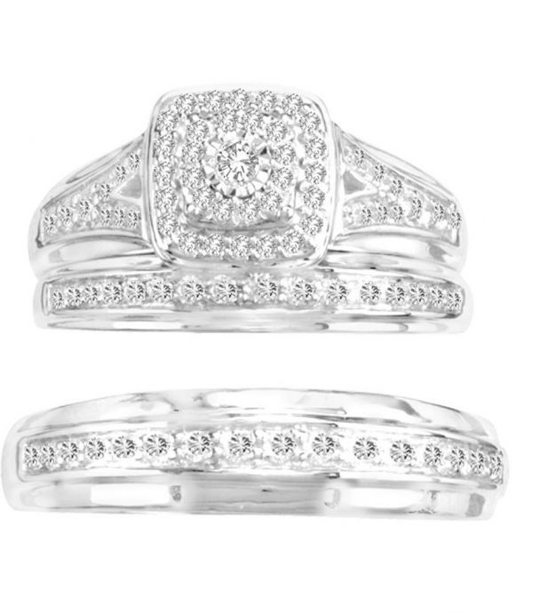 14K 0.68CT Diamond TRIO SET