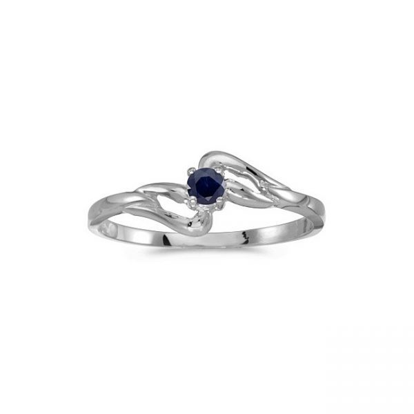 10k White Gold Round Sapphire Ring